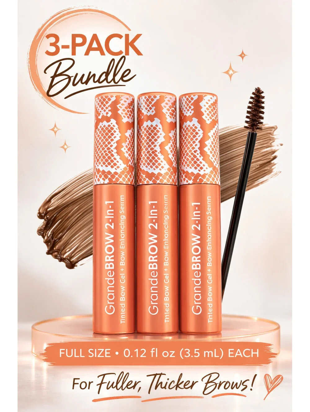 3PK GrandeBROW 2-in-1 Tinted Brow Gel + Brow Enhancing Serum Full Size
